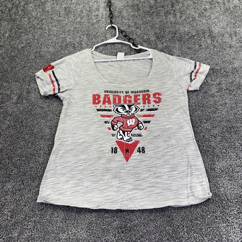 Wisconsin Badgers Shirt Womens 2XL Gray NCAA College Creative Apparel Tee Top
